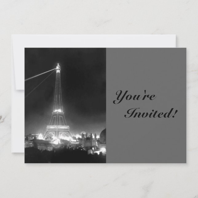 Vintage Paris Eiffel Tower Invitation (Front)