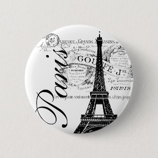 Vintage Paris & Eiffel Tower Label 6 Cm Round Badge