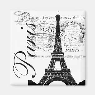 Vintage Paris & Eiffel Tower Label Magnet