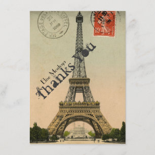 Vintage Paris Eiffel Tower Personalised Thank You Card