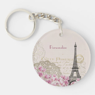Vintage Paris Eiffel Tower Personalize Key Ring