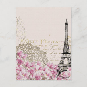Vintage Paris Eiffel tower print Postcard