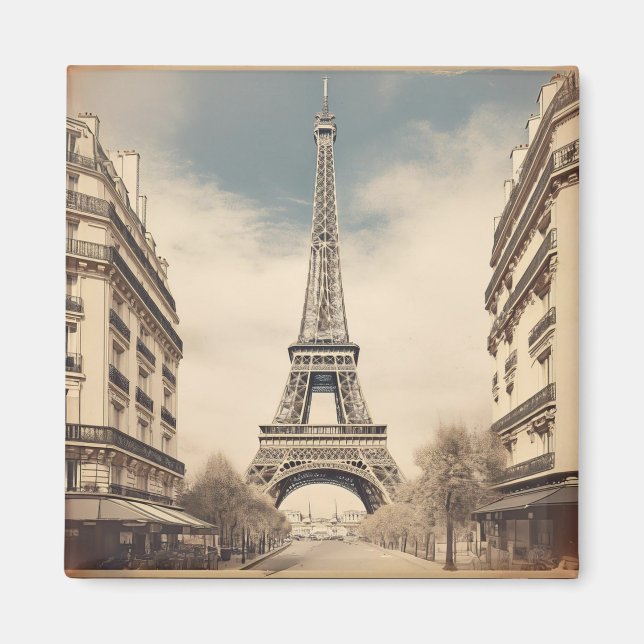 Vintage Paris Eiffel Tower Retro Poster Magnet (Front)