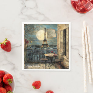 Vintage Paris Eiffel Tower Romantic Travel Art Napkin