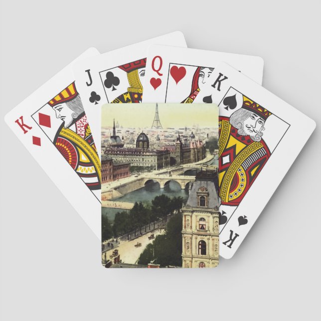 Vintage Paris Eiffel Tower Scene Playing Cards (Back)
