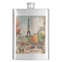 Vintage Paris Eiffel Tower Street Scene