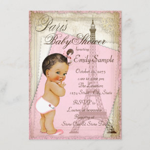 Vintage Paris Ethnic Baby Girl Shower Invitation