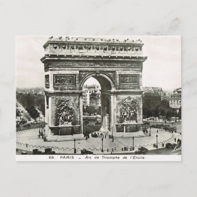 Vintage Paris,Etoile, Arc de Triumphe Postcard (Front)