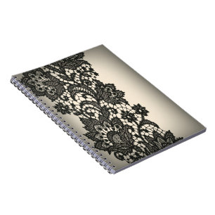 Vintage Paris fashion floral pattern black lace Notebook