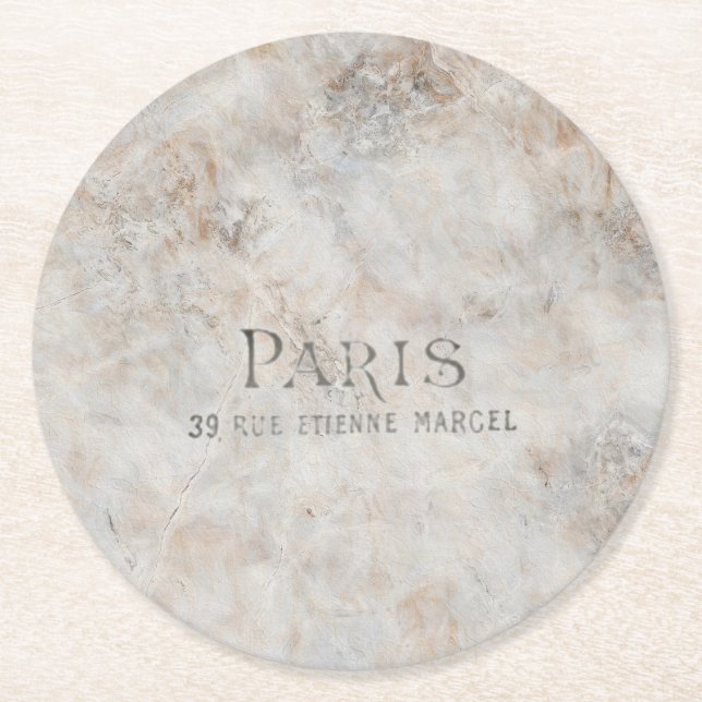 Vintage Paris Faux Granite French Paper Coaster (Front)
