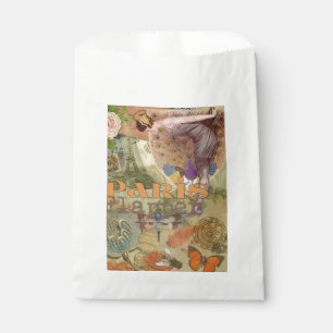 Vintage Paris Flapper Art Deco Peacock Collage Favour Bag