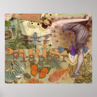 Vintage Paris Flapper Art Deco Peacock Collage