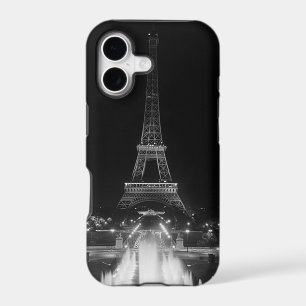 Vintage Paris Fontains Tower Eiffel night