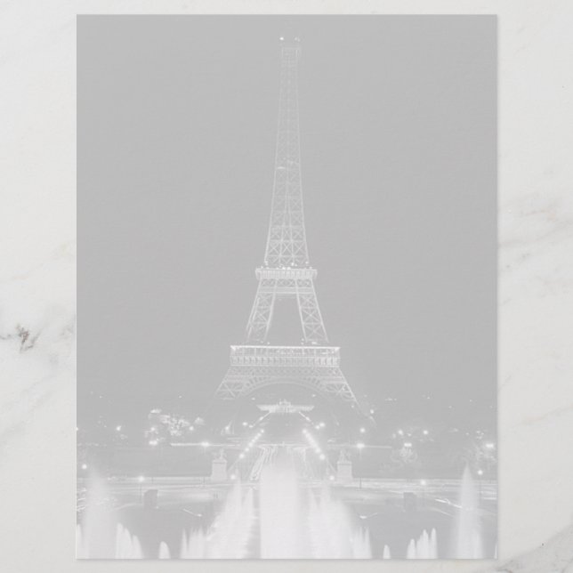 Vintage Paris Fontains Tower Eiffel night (Front)