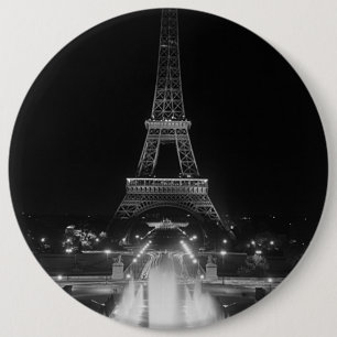 Vintage Paris Fontains Tower Eiffel night 6 Cm Round Badge