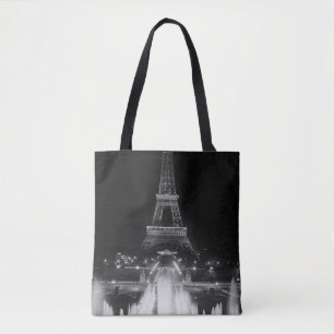 Vintage Paris Fontains Tower Eiffel night Tote Bag