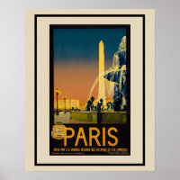 Vintage Paris Fountain Rail Travel