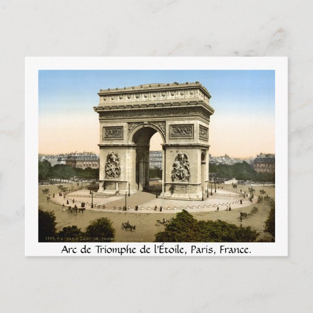 Vintage Paris France, Arc de Triomphe Postcard (Front)