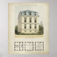 Vintage Paris France Architecture Drawing no. 1