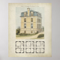 Vintage Paris France Architecture Drawing no. 2