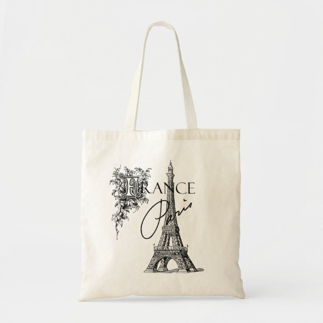 Vintage Paris France Eiffel Tower tote bag (Front)