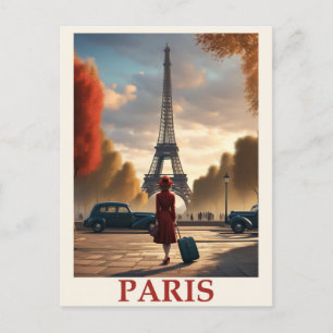 Vintage Paris France Eiffel Tower Travel Postcard