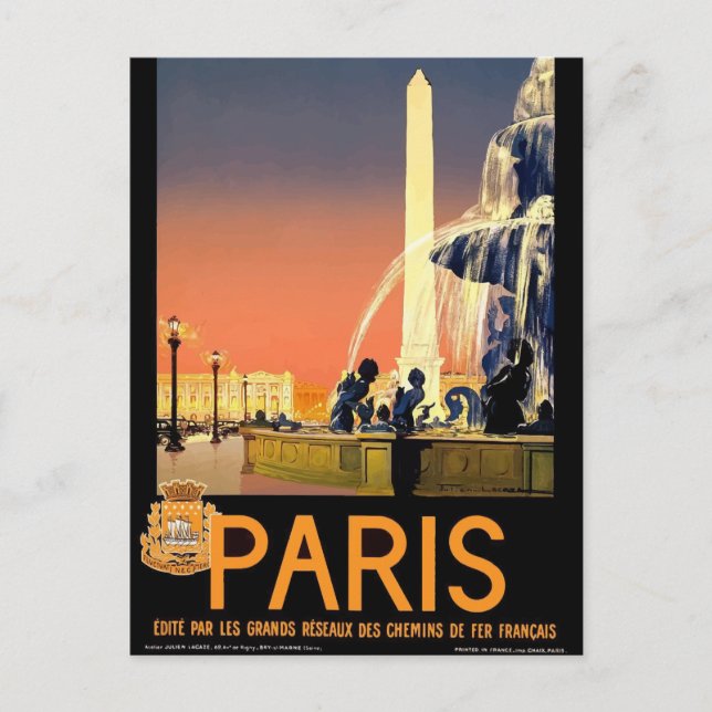 Vintage Paris France Travel Postcard (Front)