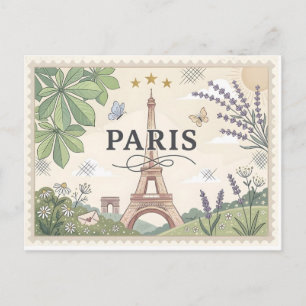 Vintage Paris France Travel Poster Art Postcard