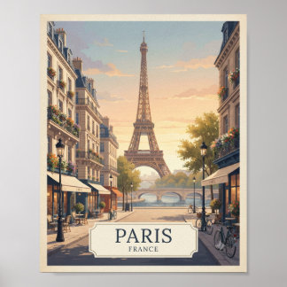 Vintage Paris France Travel Poster | Eiffel Tower