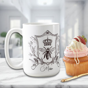Vintage Paris French Crown Custom Name Bee Queen Coffee Mug