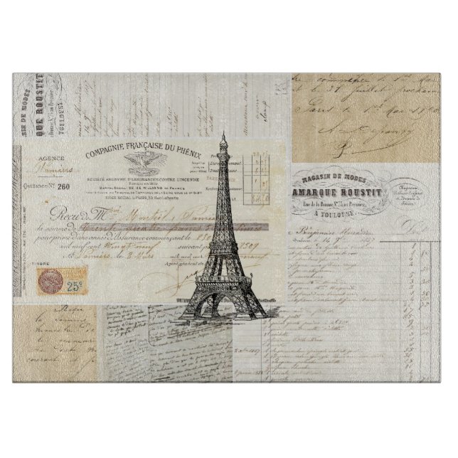 Vintage Paris French Ephemera Cutting Board (Front)