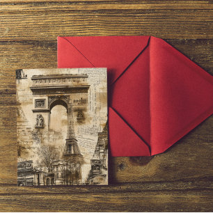 Vintage Paris French Landmark Pattern Postcard