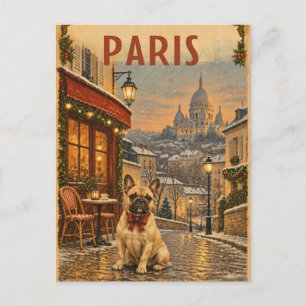 Vintage Paris Frenchie Christmas Postcard
