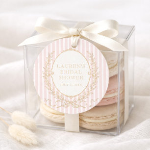 Vintage Paris Glam Pink Stripe Bridal Shower Favour Tags