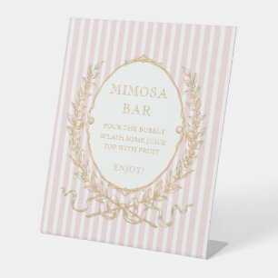 Vintage Paris Glam   Pink Stripe Bridal Shower Pedestal Sign