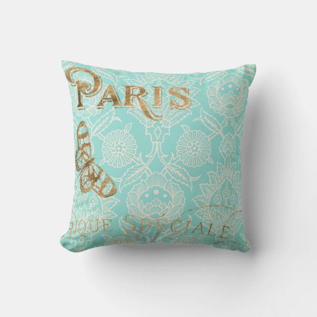 Vintage Paris Gold Design Cushion (Front)