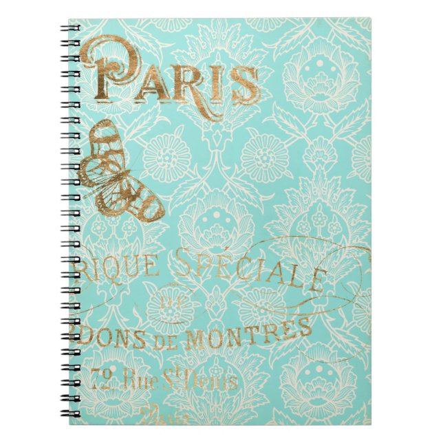 Vintage Paris Gold Design Notebook (Front)