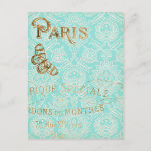 Vintage Paris Gold Design Postcard