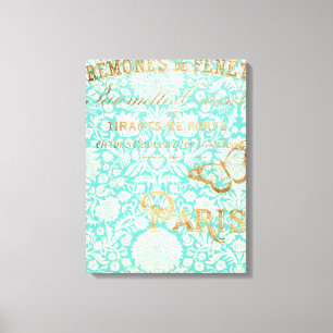 Vintage Paris Gold Design With Butterfly Canvas Print
