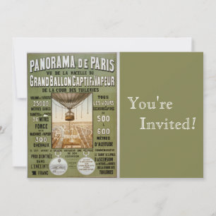 Vintage Paris   Hot Air Balloon Invitation