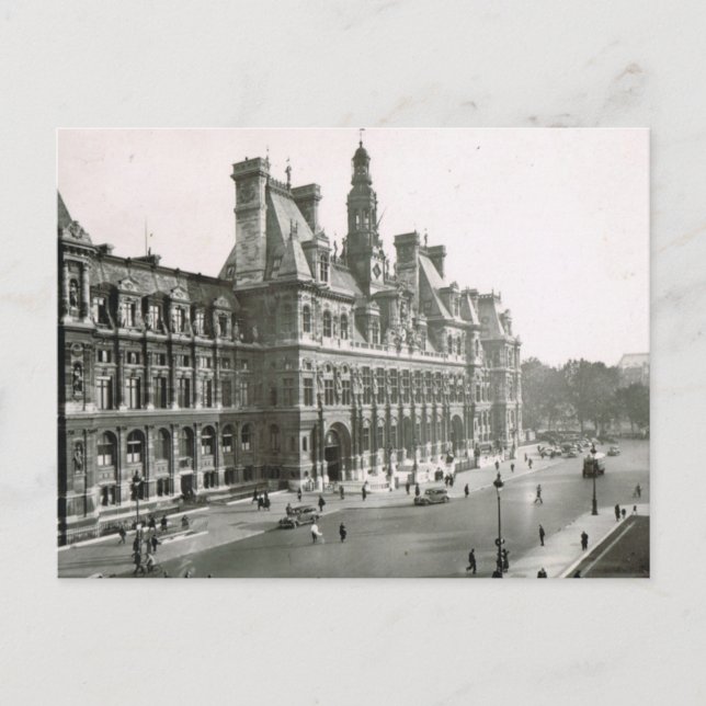 Vintage Paris, Hotel de Ville Postcard (Front)