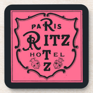 Vintage Paris Hotel Pink and Black Coaster