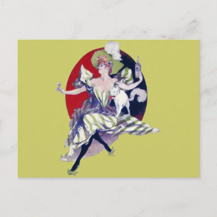 Vintage Paris Lady and her Cat Postcard