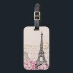 Vintage Paris Luggage Tag<br><div class="desc">Vintage Eiffel Tower in Paris with Flowers w/ leather strap Stand out in the baggage carousel with a custom luggage tag from Zazzle! No larger than a business card and constructed of 100% acrylic, this luggage tag is ready to stand-up to the travel demands of any road warrior or adventure...</div>