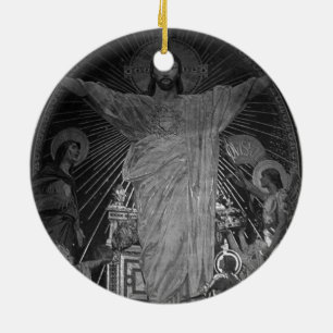 Vintage Paris Main mosaic Sacred Heart jesus Ceramic Ornament