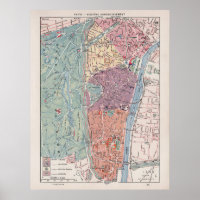 Vintage Paris Map, 1900 - 16th Arrondissement