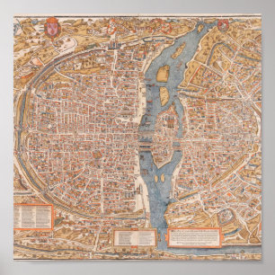 Vintage paris map poster