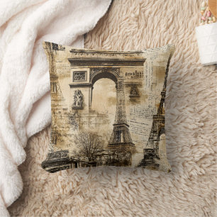 Vintage Paris Pattern – Eiffel Tower Landmarks Cushion