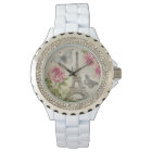 Vintage Paris Peonies Butterflies watch