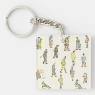 Vintage Paris People Key Chain